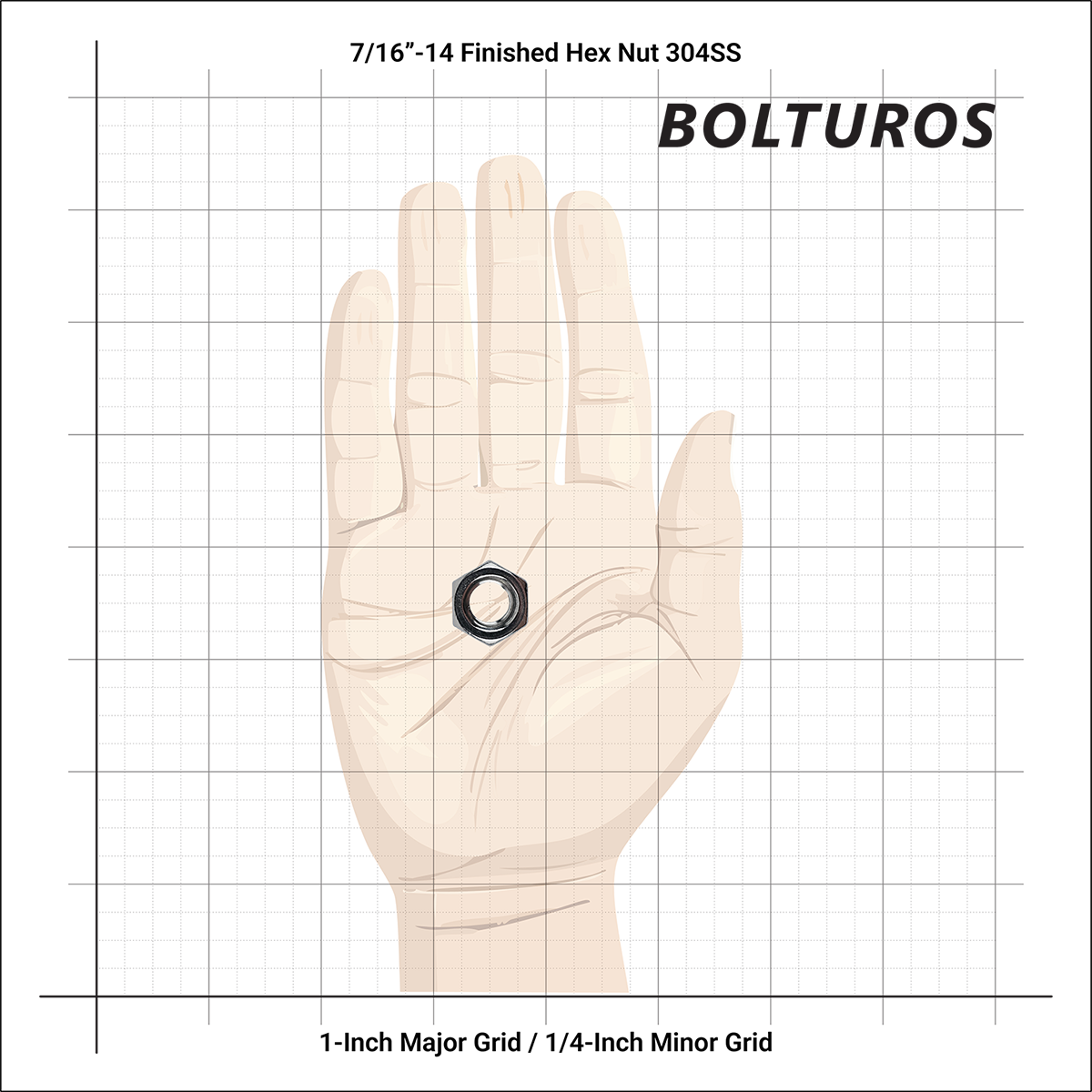 7/16"-14 Finish Hex Nuts 18-8 Stainless Steel