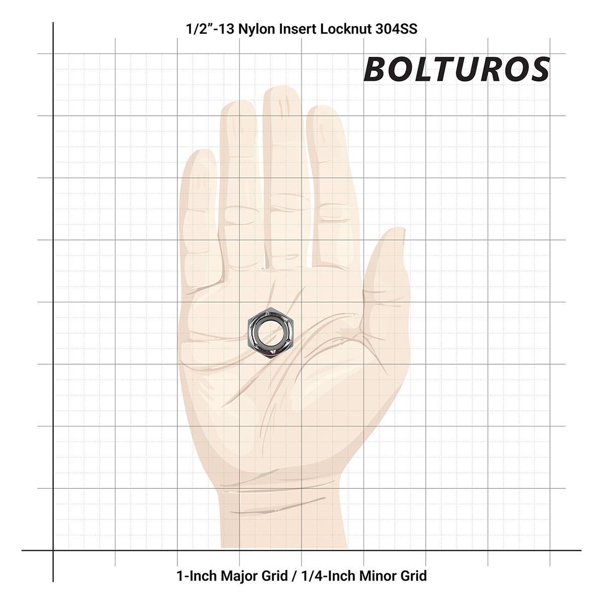 1/2"-13 Nylon Insert Locknuts 18-8 Stainless Steel