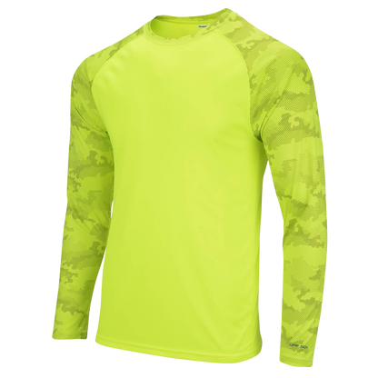 Paragon 216 Cayman Long Sleeve Sun Shirt Safety Green Front Angle