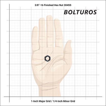 3/8"-16 Finish Hex Nuts 18-8 Stainless Steel